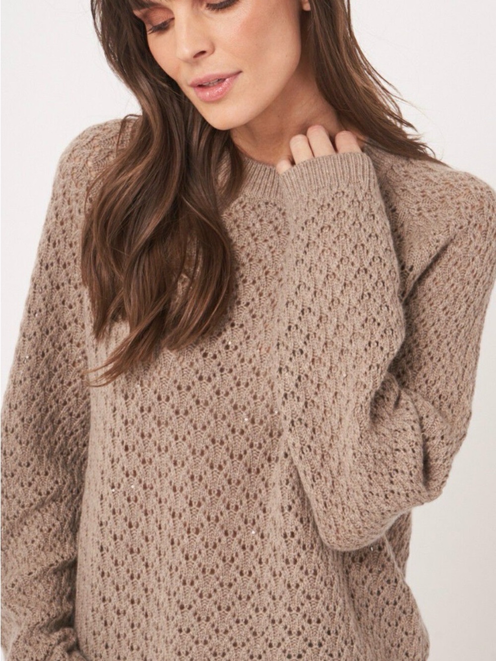 REPEAT Luxury Mini-Sequin Sand Sweater